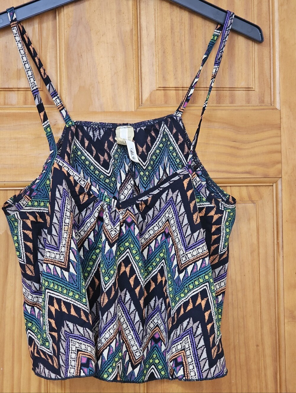 Alt.B Women's Geometric Tribal Print V-Neck Cami Top Size Medium Boho Y2K